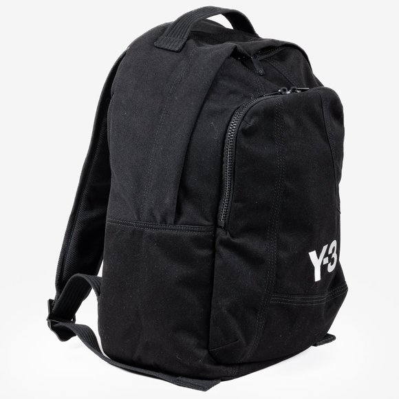Y-3 Logo Embroidered Black Canvas Backpack - Picture 2 of 16